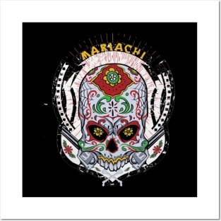 Mariachi Skull Abstract Design Artistic Posters and Art